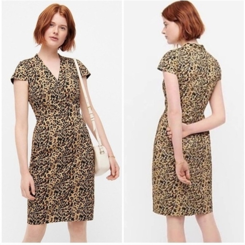 J.Crew Dress Women 4T Animal Print Cotton Pencil Career Preppy Workwear Classic